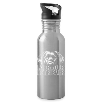 Labrador Retriever Porträt mit großem Schriftzug - Trinkflasche mit integriertem Trinkhalm - Lightsilver - Rechts