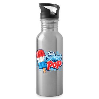 Lustiger Opa, der coolste Papa - Trinkflasche mit integriertem Trinkhalm - Lightsilver - Rechts