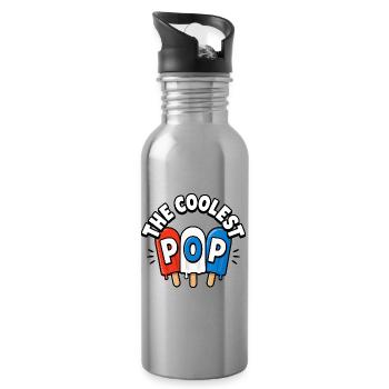 Lustiger Opa, der coolste Papa - Trinkflasche mit integriertem Trinkhalm - Lightsilver - Rechts