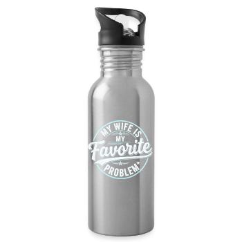 My Wife is My Favorite Problem Shirt Funny Quote  - Gourde avec paille intégrée - argent clair - Droite