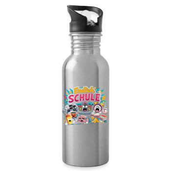 Endlich Schule - Freiheit war gestern - Trinkflasche mit integriertem Trinkhalm - Lightsilver - Rechts