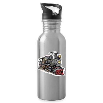 Graphismes des locomotives à vapeur - Gourde avec paille intégrée - argent clair - Droite