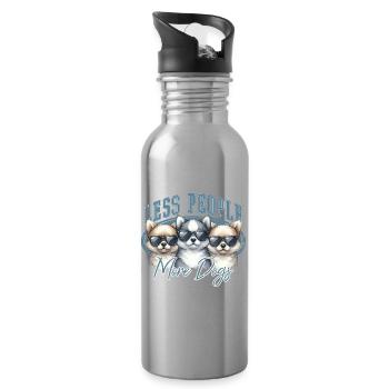 Hunde Spruch - Trinkflasche mit integriertem Trinkhalm - Lightsilver - Rechts