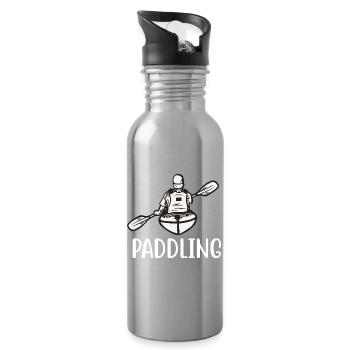 kajak paddeln paddling kanu paddel boot - Trinkflasche mit integriertem Trinkhalm - Lightsilver - Rechts