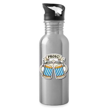 Prost! Bierkrüge Sticker Design - Trinkflasche mit integriertem Trinkhalm - Lightsilver - Rechts