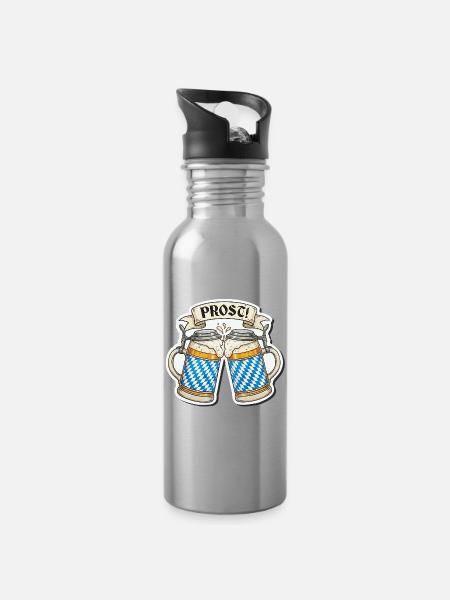 Prost! Bierkrüge Sticker Design - Trinkflasche mit integriertem Trinkhalm - Lightsilver