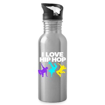 Ich liebe Hip-Hop-Vintage-Retro-Streetdance-Liebhaber - Trinkflasche mit integriertem Trinkhalm - Lightsilver - Rechts