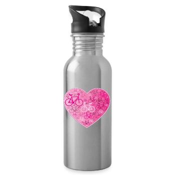 Cyclisme artistique, Cyclisme artistique, Cyclisme en salle, Heart Pink - Gourde avec paille intégrée - argent clair - Droite