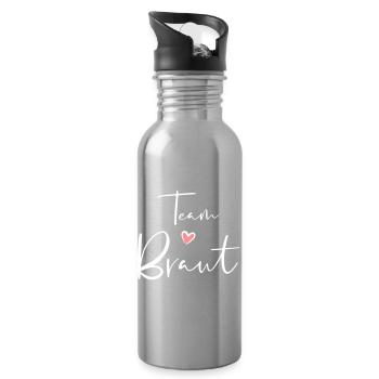 Team Braut Herz Junggesellinnenabschied Geschenk - Trinkflasche mit integriertem Trinkhalm - Lightsilver - Rechts