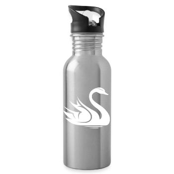 Swan Symbol Illustration Water Lake Nature Animals - Water bottle with straw - silver - Right