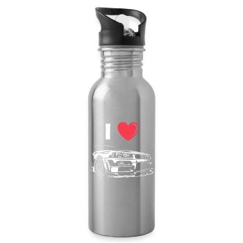 i love skyline auto tuning gtr heart Herz Liebe - Trinkflasche mit integriertem Trinkhalm - Lightsilver - Rechts