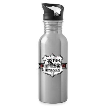 Motorcycle custom bike - Water bottle with straw - silver - Right
