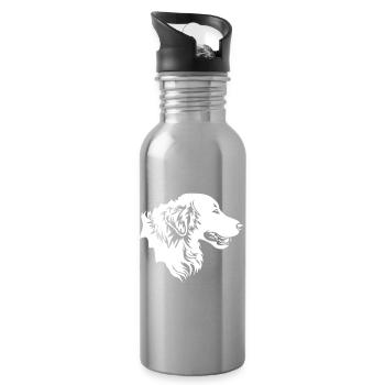 Golden Retriever head "Black Edition" - Water bottle with straw - silver - Right