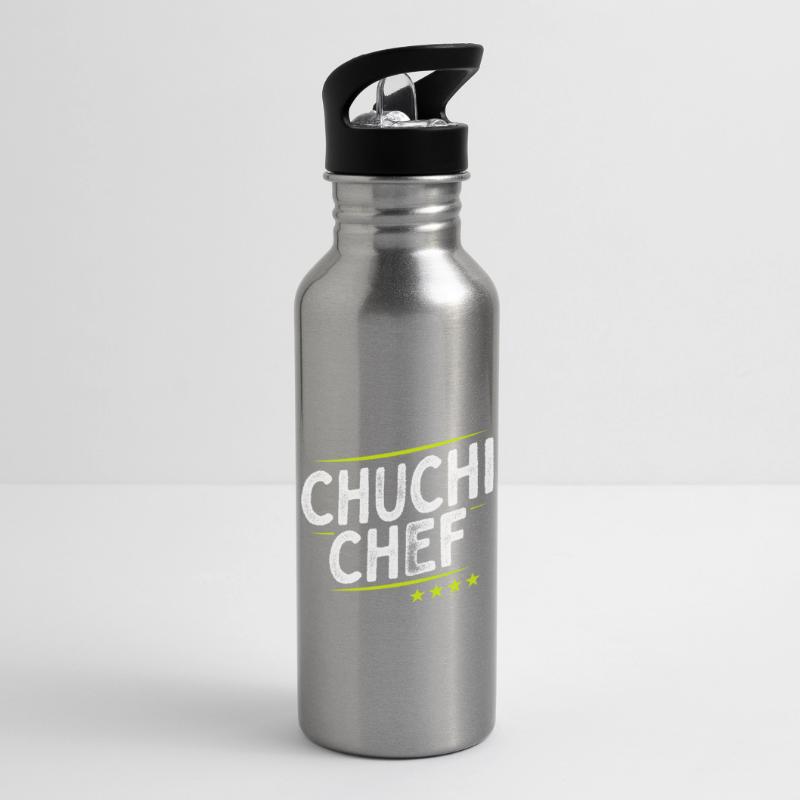 Küchenchef - Chuchi Chef - Schweizerdeutsch Trinkflasche mit integriertem Trinkhalm