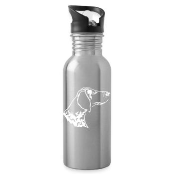 German Shorthair Head "Black Edition" - Water bottle with straw - silver - Right