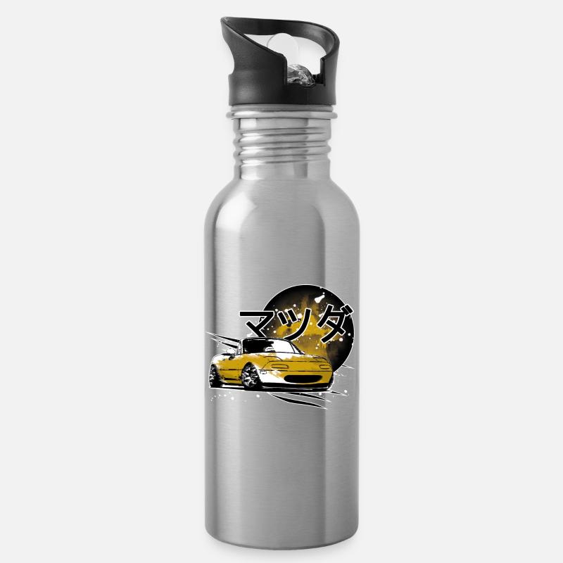 Japanisches Auto Miata Mx5 gelb - Trinkflasche mit integriertem Trinkhalm - Lightsilver