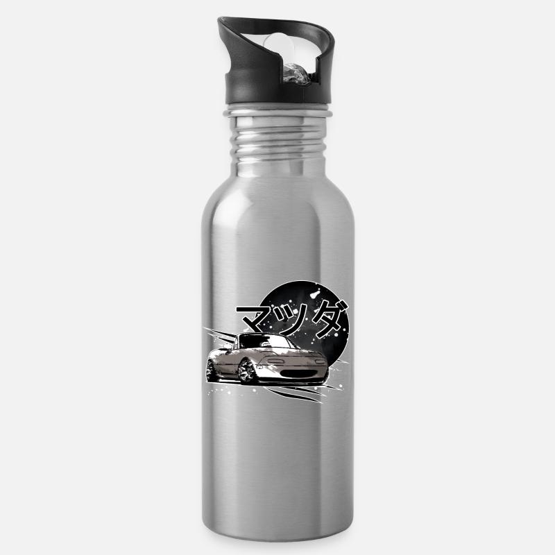 Japanisches Auto Miata Mx5 grau - Trinkflasche mit integriertem Trinkhalm - Lightsilver
