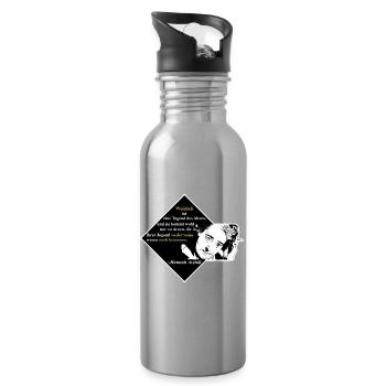 Hannah Arendt: Weisheit ist eine Tugend des Alter - Trinkflasche mit integriertem Trinkhalm - Lightsilver - Rechts