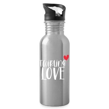 Twirling Love Baton Sport Gift - Water bottle with straw - silver - Right