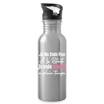 Je Ne Suis Pas À La Retraite Je Suis mamie - Gourde avec paille intégrée - argent clair - Droite