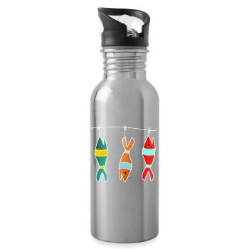 SARDINE. FISH. APRIL FOOL. EASTER. SEA - Water bottle with straw - silver - Right