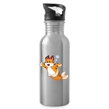 Tiger Mermaid - Water bottle with straw - silver - Right