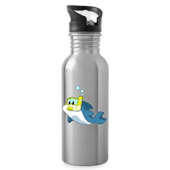 Dolphin Diver Snorkel Diving - Water bottle with straw - silver - Right
