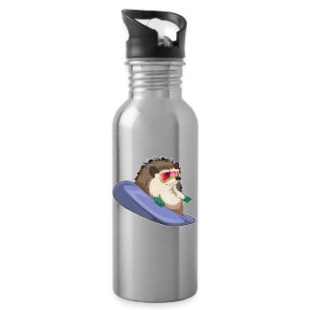 Hedgehog Snowboarder Snowboard - Gourde avec paille intégrée - argent clair - Droite