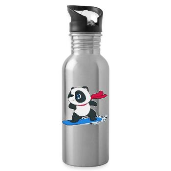 Panda Snowboarder Snowboard - Gourde avec paille intégrée - argent clair - Droite