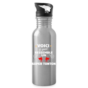 Super héros à thème de super tonton - Gourde avec paille intégrée - argent clair - Droite