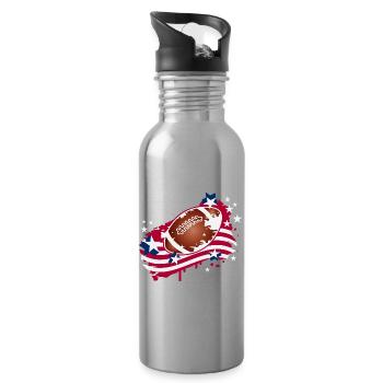 Football Graffiti Motiv mit amerikanischer Flagge - Trinkflasche mit integriertem Trinkhalm - Lightsilver - Rechts