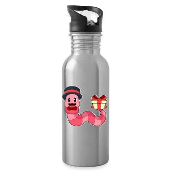 Wurm Bräutigam Paket Hochzeit - Trinkflasche mit integriertem Trinkhalm - Lightsilver - Rechts