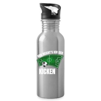 Mir reichts, ich geh Kicken - Trinkflasche mit integriertem Trinkhalm - Lightsilver - Rechts