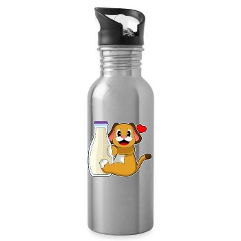 Hund Milch - Trinkflasche mit integriertem Trinkhalm - Lightsilver - Rechts