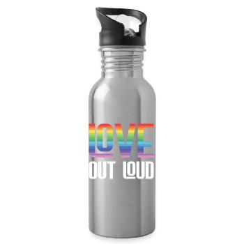 Mois de la fierté LGBTQ - Love Out Loud - Gourde avec paille intégrée - argent clair - Droite