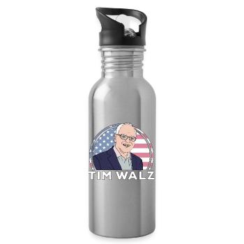 Politik Tim Walz - Trinkflasche mit integriertem Trinkhalm - Lightsilver - Rechts