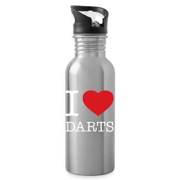 I LOVE DARTS - Water bottle with straw - silver - Right