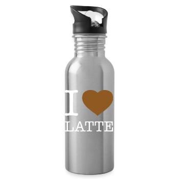 I LOVE LATTE - Water bottle with straw - silver - Right