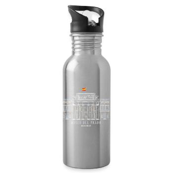 Madrid, Hand Drawing Museo del Prado, Spain - Water bottle with straw - silver - Right