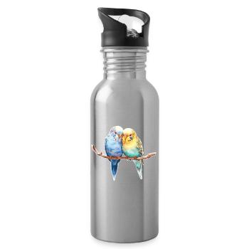 Budgie pair - Water bottle with straw - silver - Right