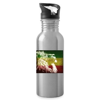 Reggae Lion Flag Art - Gourde avec paille intégrée - argent clair - Droite