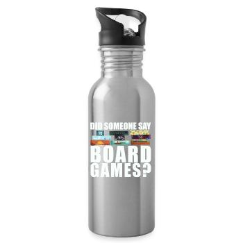 Brettspiele Spruch - Did someone say board games? - Trinkflasche mit integriertem Trinkhalm - Lightsilver - Rechts