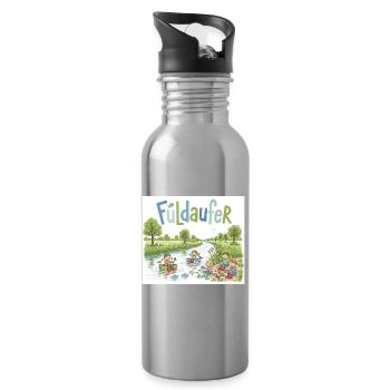 Fuldaufer: Fluss-Abenteuer ! - Trinkflasche mit integriertem Trinkhalm - Lightsilver - Rechts