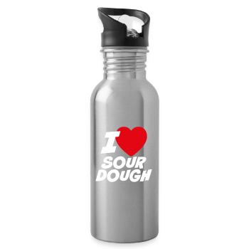 Ich liebe Sauerteig - Trinkflasche mit integriertem Trinkhalm - Lightsilver - Rechts