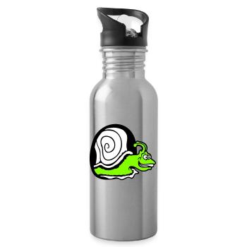 escargot regarde trou mur trou de souris drôle idiot - Gourde avec paille intégrée - argent clair - Droite
