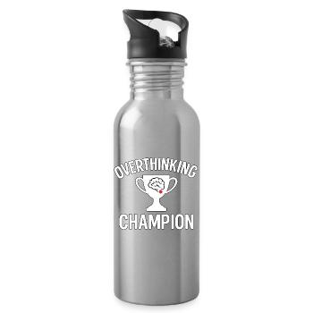Overthinking Champion Lustiges Brain Pokal Design - Trinkflasche mit integriertem Trinkhalm - Lightsilver - Rechts