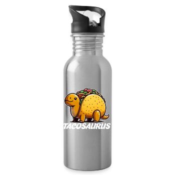 Tacosaurus Taco Dinosaurier - Trinkflasche mit integriertem Trinkhalm - Lightsilver - Rechts