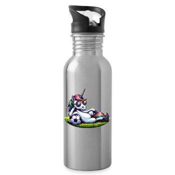 Unicorn Football Rainbow Casual Sunglasses - Water bottle with straw - silver - Right
