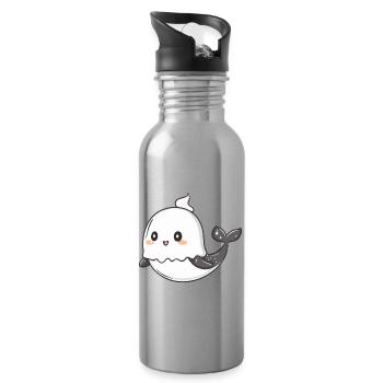 Baleine Halloween fantôme - Gourde avec paille intégrée - argent clair - Droite