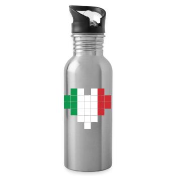 Pixel Heart Drapeau de l’Italie - Gourde avec paille intégrée - argent clair - Droite